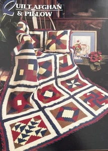 CROCHET Annie’s Afghan Quilt Club ~ “Quilt Afghan And Pillow” ~ PATTERN ~ - Picture 1 of 2
