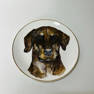 Plato de perro Jacqui Jones Racehorse Dachshund firmado por artista cerámica - Imagen 1 de 5