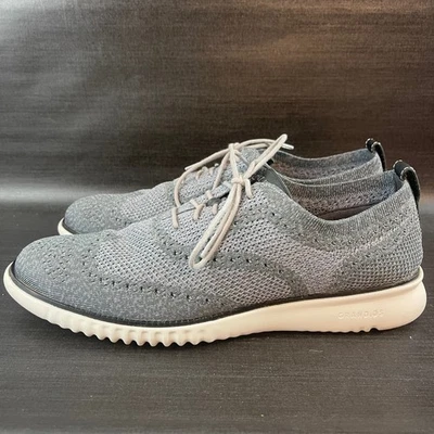 Zapatos Oxford Cole Haan 2 ZeroGrand Para Hombres Talla 12 Gris Stitchlite Tejido Punta de Ala Foto 1 de 4