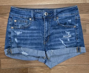 American Eagle Womens Size 8 Super Stretch Hi-Rise Shortie Rolled Leg Shorts - Picture 1 of 6
