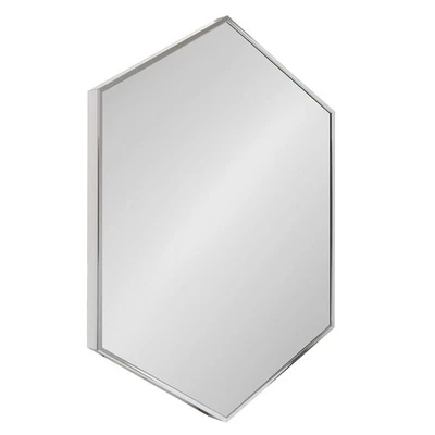 Rhodes Modern Hexagon Wall Mirror, Silver Chrome, 31x22-Inches - Image 1 of 4