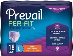 Prevail Per-fit Women's Adult Underwear, Large (44" - 58"), 18 count, Purple - Picture 1 of 7