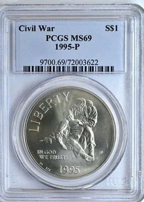 1995-P Civil War Commemorative $1 Dollar MS69 PCGS Silver Coin 9700 - Image 1 of 2