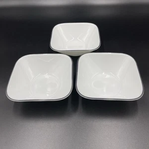 3 Corelle TIMBER SHADOWS Suppe Müslischalen schwarzer Rand 6,25 Zoll quadratisch einfache Linien - Bild 1 von 9