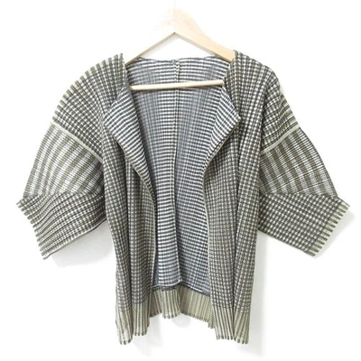 PLEATS PLEASE ISSEY MIYAKE Mesh Cardigan PP14-JO162 Size 3 Green Women USED - Image 1 of 4