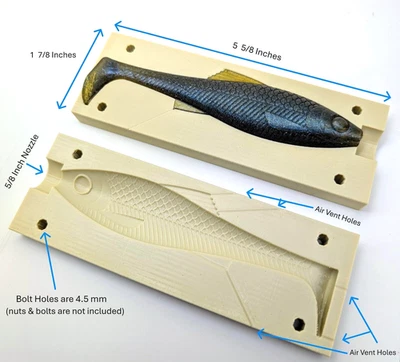5" Realistic Paddle Tail Swim Bait Soft Plastic Fishing Lure Injection Mold USA - Image 1 of 4