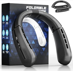 ChillGo Portable Foldable Neck Fan, Style# F051, Color Black - Picture 1 of 5