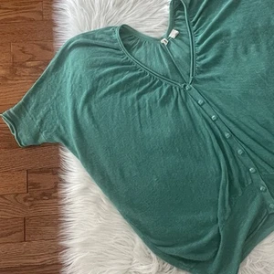 Moth Anthropologie Cardigan Size Small Linen Blend Green Cardigan Short Sleeve - Picture 1 of 5