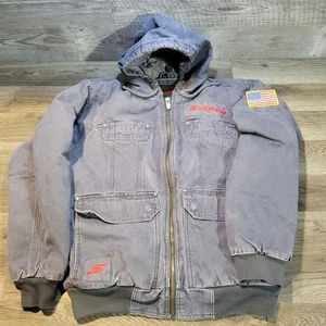 Snap-On Tools Insulated Work Jacket Size M Utility Jacket Gray American Flag - Picture 1 of 13