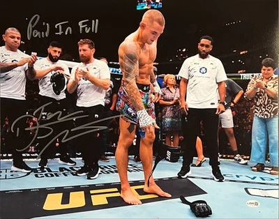 Dustin Poirier signed inscribed 16x20 photo UFC The Diamond JSA Max Holloway - Image 1 of 2
