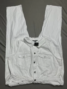 NWT Ashley Stewart Size 24 White Denim Jean Coveralls Jumpsuit Sleeveless - Picture 1 of 15