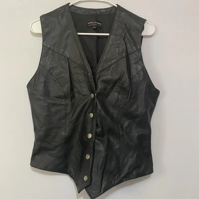 Chaleco delantero a presión de cuero negro Wilson para dama talla mediana Foto 1 de 4