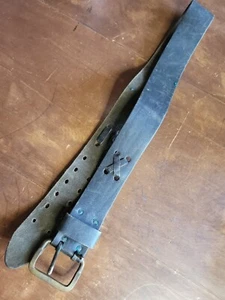 Scarred & Scratched Vintage Dark Brown Leather Belt 5890 1950's? - Picture 1 of 7