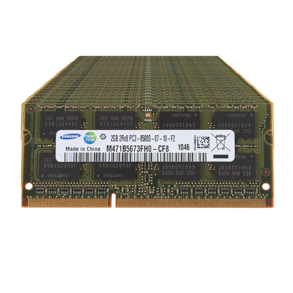 20GB Laptop RAM Samsung 10X 2GB 2RX8 DDR3 1066MHz PC3-8500S CL8 SO-DIMM Memory - Image 1 of 4
