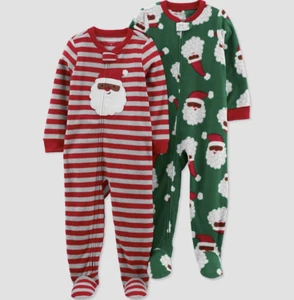 Carter's Just One You® Toddler Striped Santa Fleece Footed Pajama Set - Red,4T - Picture 1 of 3