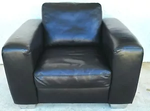 MCM Aniline Leather Black Armchair by KOINOR Germany - Picture 1 of 9