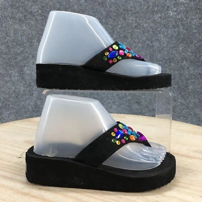 Sandalias Op Niños 12 Tangas Plataforma Negro Cuentas Punta Abierta Transpirable Comodidad Foto 1 de 4