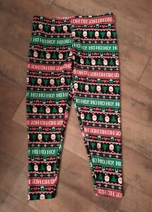 Women's Size XL Legging Lined Pants Holiday Print Warm Santa Christmas Ho Ho Ho