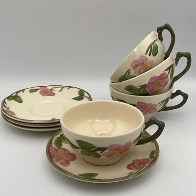 Juego de 4 tazas y platillos de té Franciscan Desert Rose vintage usados en excelente estado Inglaterra 1995 Foto 1 de 4