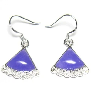 Pendientes de gancho colgantes de plata 925 de jade lavanda de 10X13 mm - Imagen 1 de 1