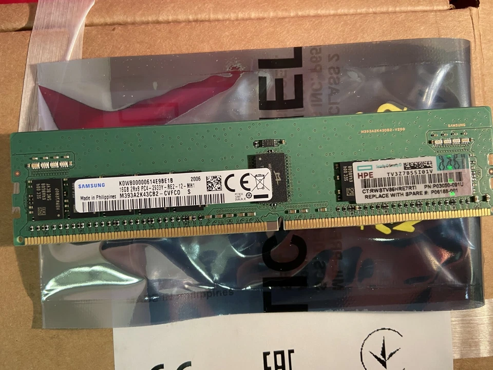 P00922-B21 P06188-001 P03050-091 HPE 16GB 2Rx8 PC4-2933Y-R Smart Memory BULK**** - Image 1 of 1