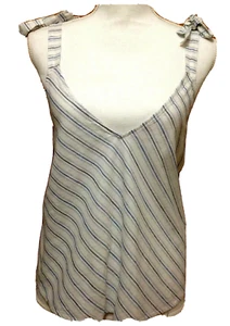 Zara Womens Sz S Small M Sexy Swing Top Blouse Stripes Linen Blend New NWT - Picture 1 of 4