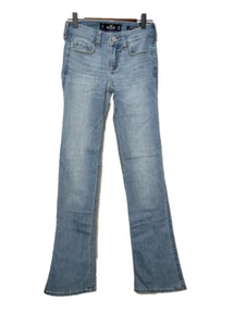 Hollister Girls Jeans Size 0R W24 L32 Classic Stretch Low Rise Boot Blue Preppy - Picture 1 of 20