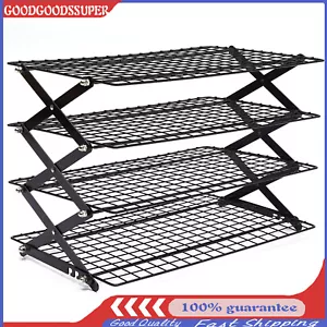 4-Tier Collapsible Cooling Rack Adjustable 3 Setting Design Stackable Cooling US - Picture 1 of 12