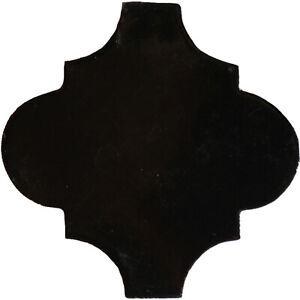 4x4 9 pcs Black Mexican Arabesque Clay Tile Handmade Talavera Backsplash
