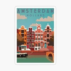 Reise um die Welt Amsterdam Holland Reise Vinyl Aufkleber Sticker Handy Bumper Laptop - Bild 1 von 1
