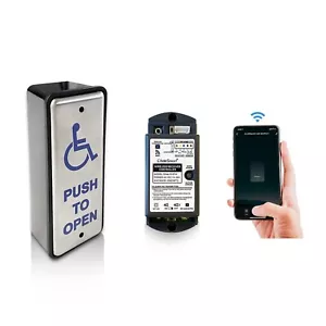 Handicapped Push Button for Automatic Door Opener,Single Narrow Wired Stainless - Picture 1 of 6