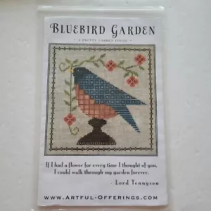 A Pretty Garden Finial Bluebird Garden Cross Stitch Pattern Artful Offerings - Picture 1 of 2