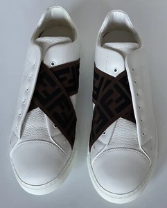 Fendi FF Logo Calf Leather White Sneakers 10 US (9 Fendi) 7E1198 Italy NIB $770 - Picture 1 of 16