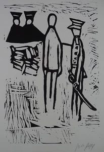 Holzschnitt Karl Friedrich Gotsch (1900-1984) Künstlerbund 54x38 cm verhaftet - Bild 1 von 4