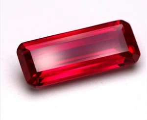 Top Quality Emerald Cut Pink And Pigeon Blood Red Ruby Lab-Created Loose Gems - Picture 1 of 10
