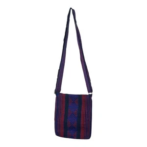 Boho Woven Crossbody Bag – Red & Blue Tribal Pattern, Adjustable Strap, Multi-Zi - Picture 1 of 3