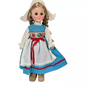 Effanbee Puppe 1978 Holland niederländisches blaues Kleid 11 Zoll groß mit Zöpfen Schlafaugen - Bild 1 von 10