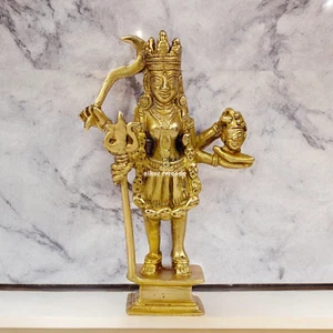 19.1 cm Solid Brass Goddess Kali Statue Hindu Religious Sculpture Decor - Picture 1 of 9