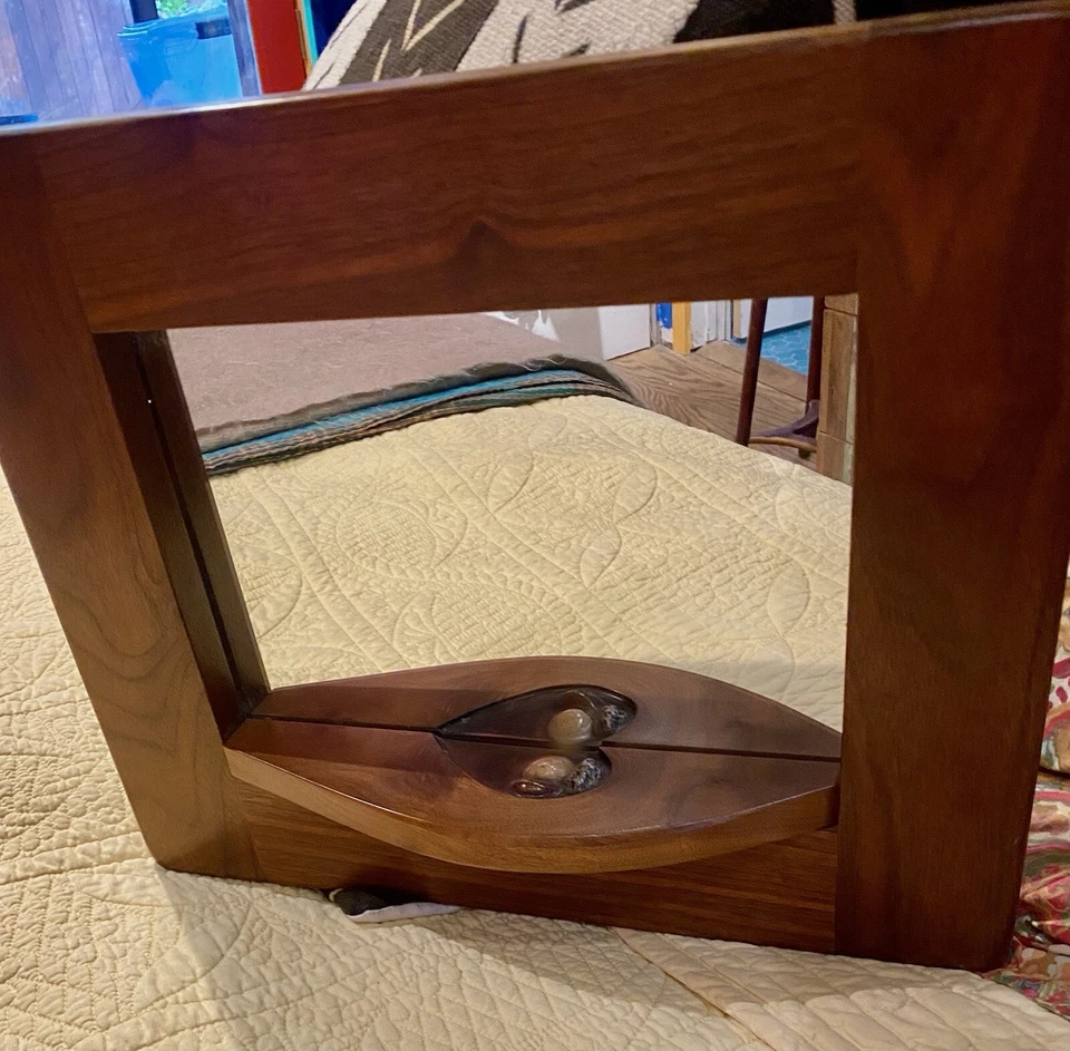 TIM BUDNICKI Handcrafted WISCONSIN  Wood /Stone MIRROR W/SHELF SIGNED - Image 1 of 4