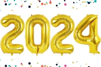 Globos de Oro Grandes 2024 Globos de Lámina de Baile de graduación Nochevieja Decoraciones de Fiesta Leer Foto 1 de 2
