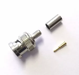 5 Pz Connettore coassiale BNC maschio spina crimpare RF per cavo RG-58 RG141 LMR-195 - Foto 1 di 3