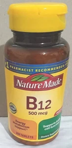 Nature Made Vitamin B12 500 mcg Energy/Metabolism/Brain 200 Tablets Exp 08/2025 - Picture 1 of 3