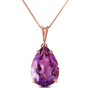 Collar solitario gema amatista genuino de 18" en oro rosa 14K (5,00 quilates) - Imagen 1 de 3