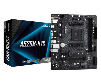 ASRock AMD A520 Socket AM4 Micro ATX DDR4-SDRAM Motherboard - Imagen 1 de 4
