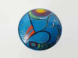 Talavera Mexican Trinket Jewelry Box Folk Art Pottery Blue Bird Dove Redware  - Picture 1 of 7