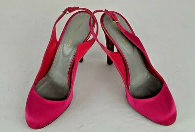 Zapatos de salón Sergio Rossi Slingback rosa satinado punta redonda talla 37 correa de cuero 7 EE. UU. Foto 1 de 4