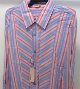 Tulliano Men's Designer Shirt - ROSE STRIPPED BIG & TALL SIZES NEW & TAGS - Picture 1 of 6