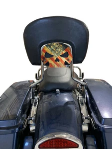 Placa de montaje rústica con respaldo de calavera bandera americana para Harley Davidson Touring - Imagen 1 de 5