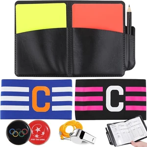 Cartellini Arbitro Calcio Kit,Fischietto Arbitro,Carte Rosse E Gialle Con Fascia - Foto 1 di 12