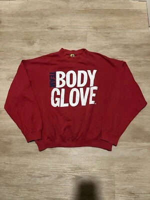 Sudadera Body Glove Team Surf Vintage Cuello Redondo Talla Mediana Roja Años 90 Foto 1 de 4